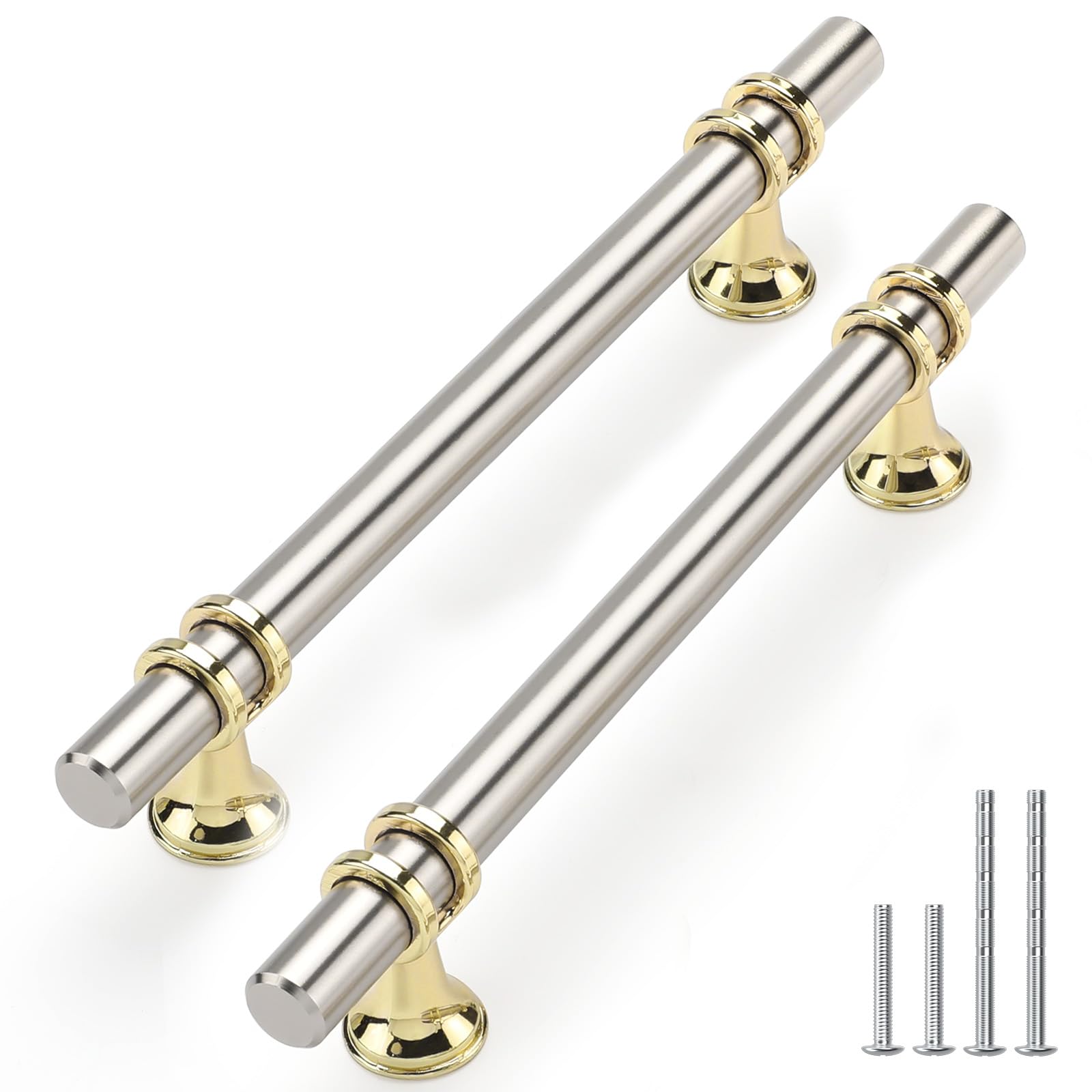 Rergy 10 Pack 3 Inch Hole Center Brushed Nickel and Gold Cabinet Pulls — Amazon image 12
