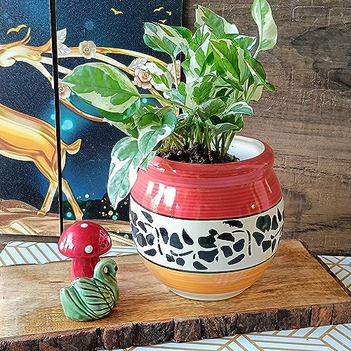 Image of Niyara Ceramic planters pots for Indoor Outdoor Home, Garden Office Decor Balcony Planters Gamla Flower Size Small 6 inches (Mughal)