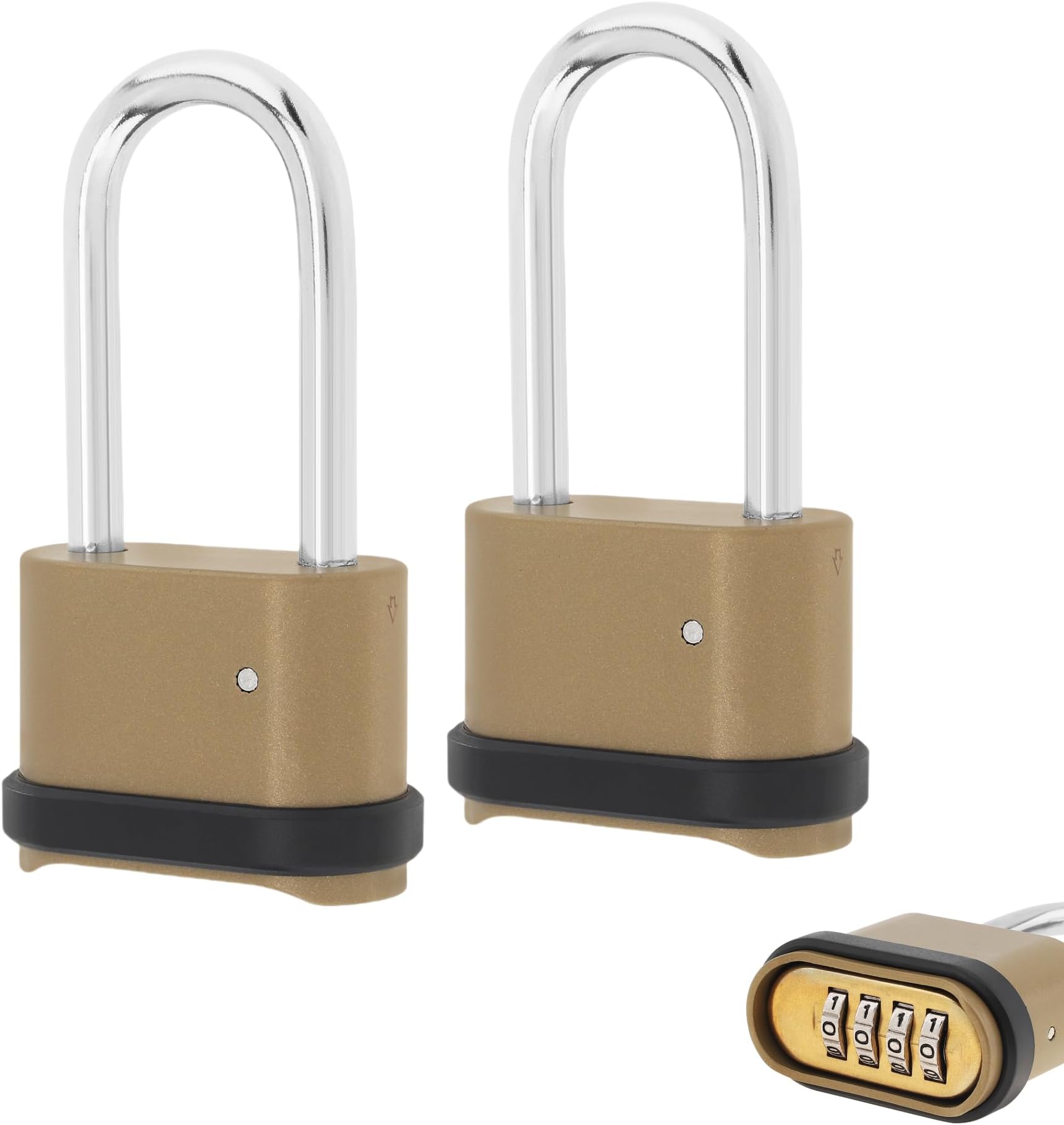 4 Digit Combination Lock, 2 Pack Heavy Duty Combination Padlock with 2.5 Inch Long Shackle Outdoor Waterproof Padlock for Gate, Yard, Fence, School (2)