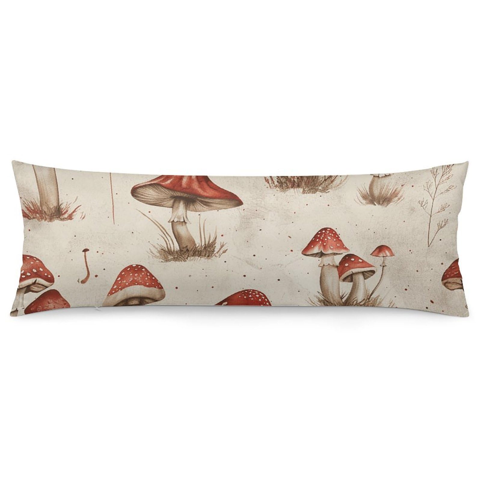 2 Pack Pillow Cases for Hair and Skin, Soft Breathable Pillow Case Covers with Hidden Zipper, Red Mushroom Pattern Pillowcase 20"x54" Pillow Covers for Sleeping Gift