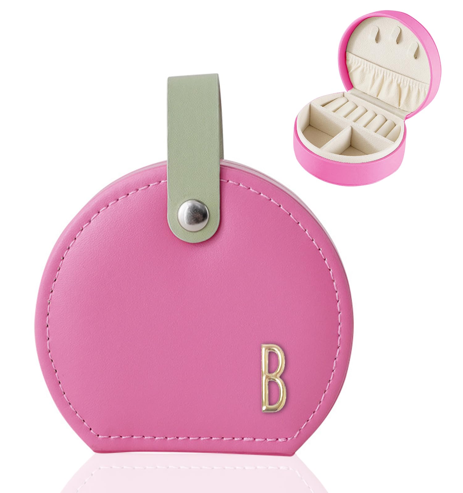 Boîte de rangement bijoux portable rose, étui compact week-end et vacances