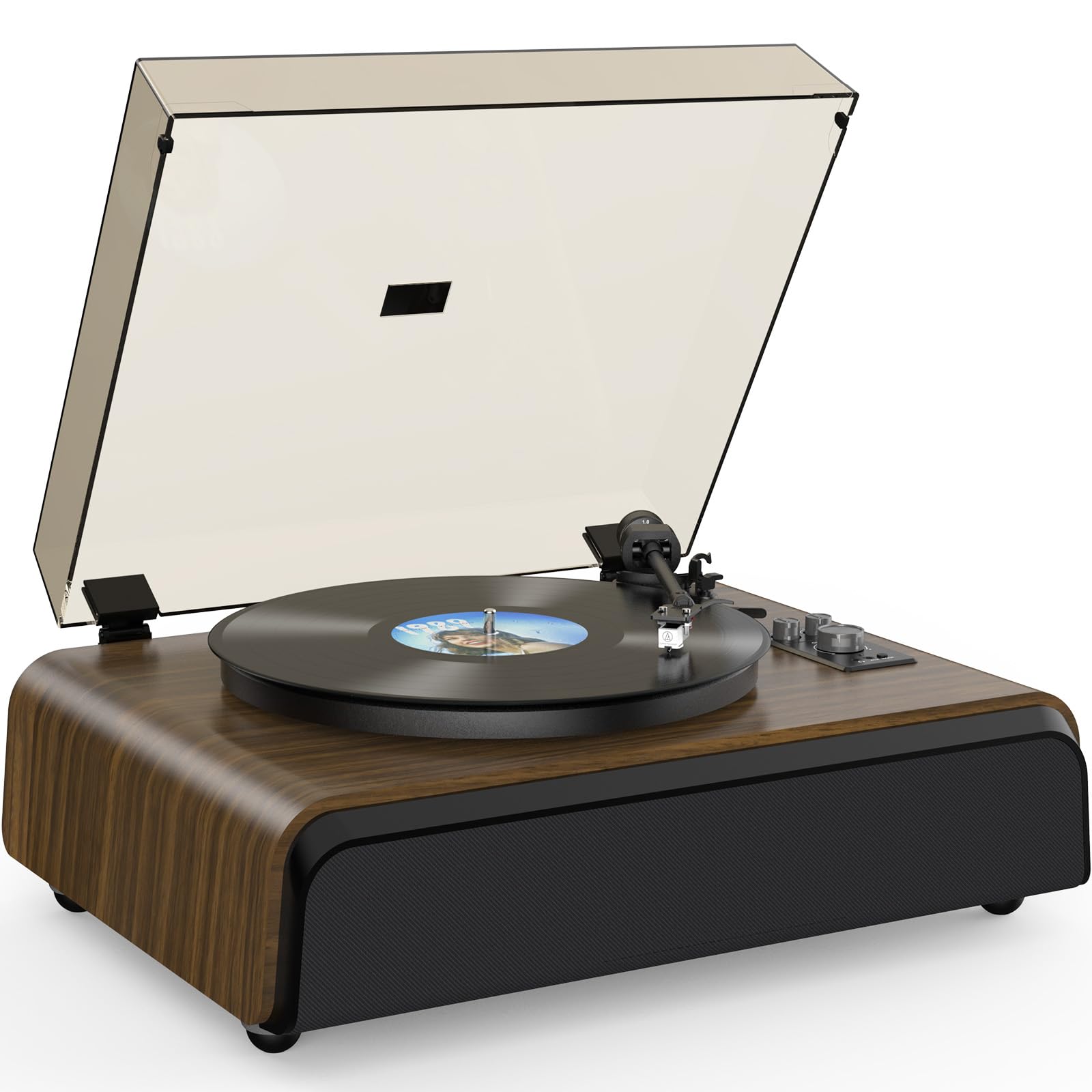 Plattenspieler High-Fidelity-Plattenspieler mit 2.1-K-Soundsystem, eingebauter Subwoofer für verbesserten Bass, Vinyl-Schallplattenspieler mit Magnetkartusche BT5.3-Wiedergabe