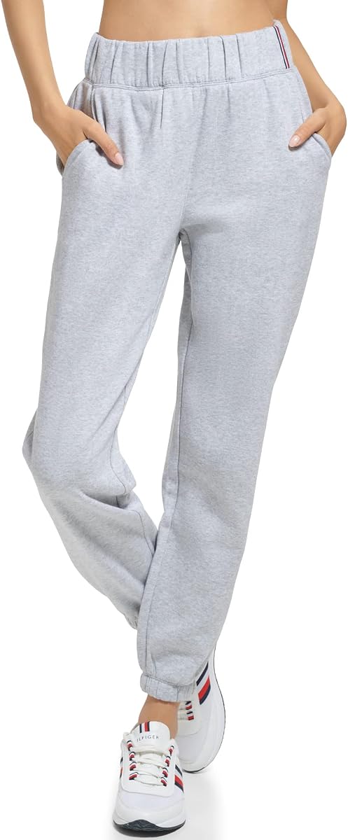 Jogger de forro polar con cinturilla elástica Global Stripe para mujer