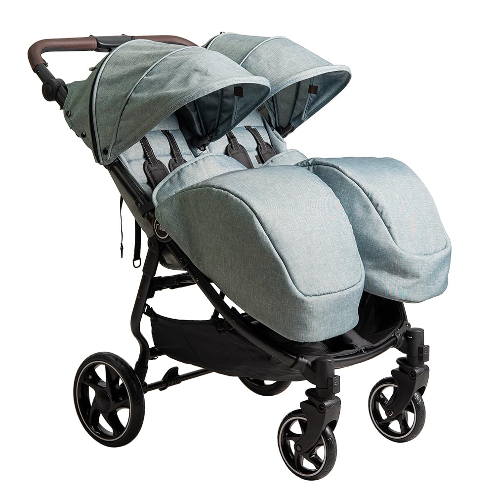 Olmitos - Silla de paseo Gemelar VentTwin+ para bebes - Ligera, Compacta y Versátil opción de carro gemelar - Capazo no incluido - Respaldos y Reposapiés ajustable Chasis de aluminio cuero de nailon