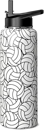 Miniatura 14 de Botella de Agua de Voleibol 32oz Botellas Deportivas Aisladas de Agua Botellas de Regalo de Voleibol para Hombres Mujeres Regalo para Entrenadores