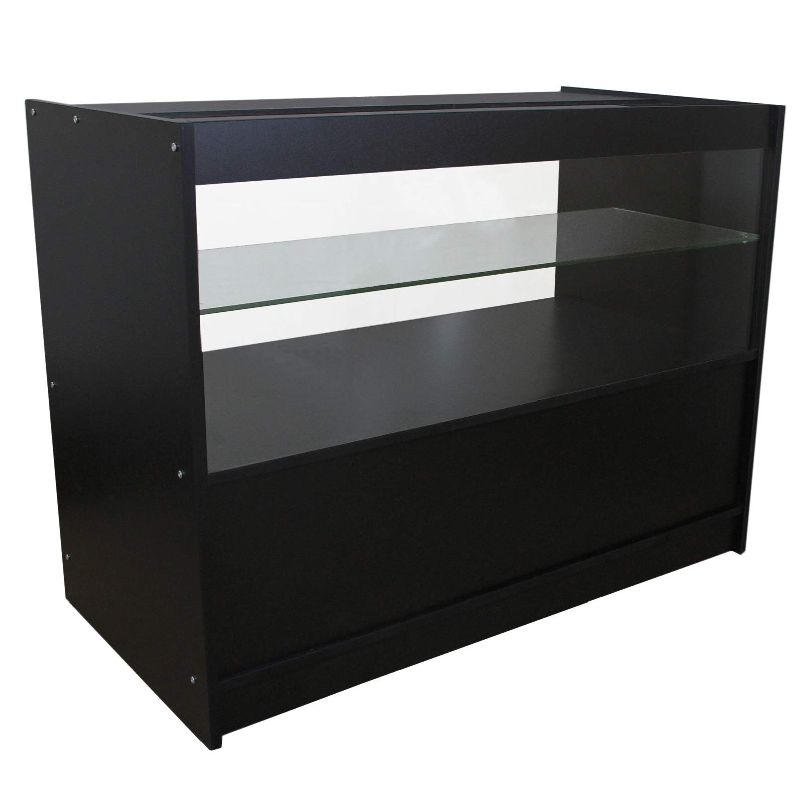 MonsterShop - Gemini Set 3 Mostradores Mesas de Recepción Mueble Oficina Mostradores Peluqueria Comercial Expositor| Negro | 120cm (Anchura) x 60cm (Profundidad) x 90cm (Altura)