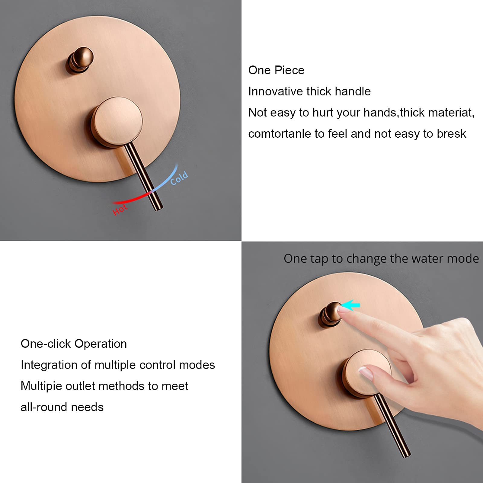 Zestaw prysznicowy z baterią prysznicową do zabudowy, słuchawką natryskową i okrągłą deszczownicą Zestaw prysznicowy z pojedynczą rączką, ciepłą i zimną wodą, zestaw wykońc,