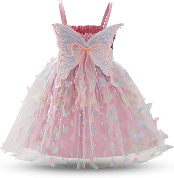 Girls Flower Sleeveless Strap Princess Layered Dress