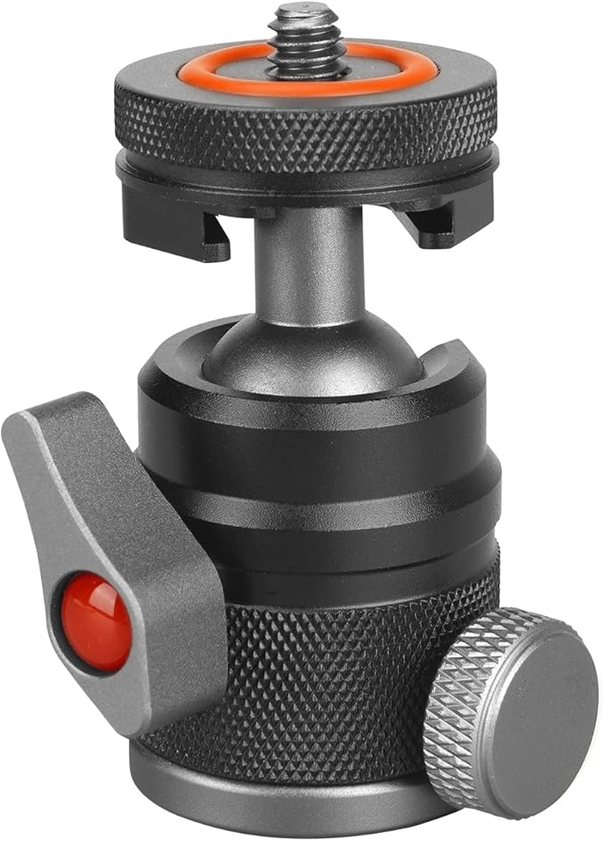 Neway Mini Ball Head with Cold Shoe Mount Adapter and 1/4" Screw for