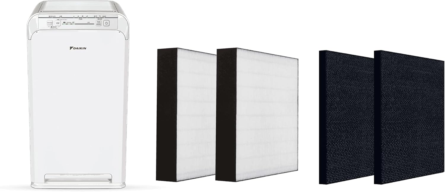 Daikin Room Air Purifier Bundle, HEPA Air Purifier with Pre-filter, Carbon, and UVC LED Light Filtra