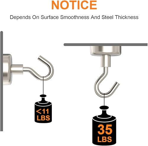 Miniatura 3 de Ganchos magnéticos resistentes, imanes de 35 libras con ganchos para colgar, ganchos magnéticos para crucero, parrilla, nevera, cocina, paquete de 12