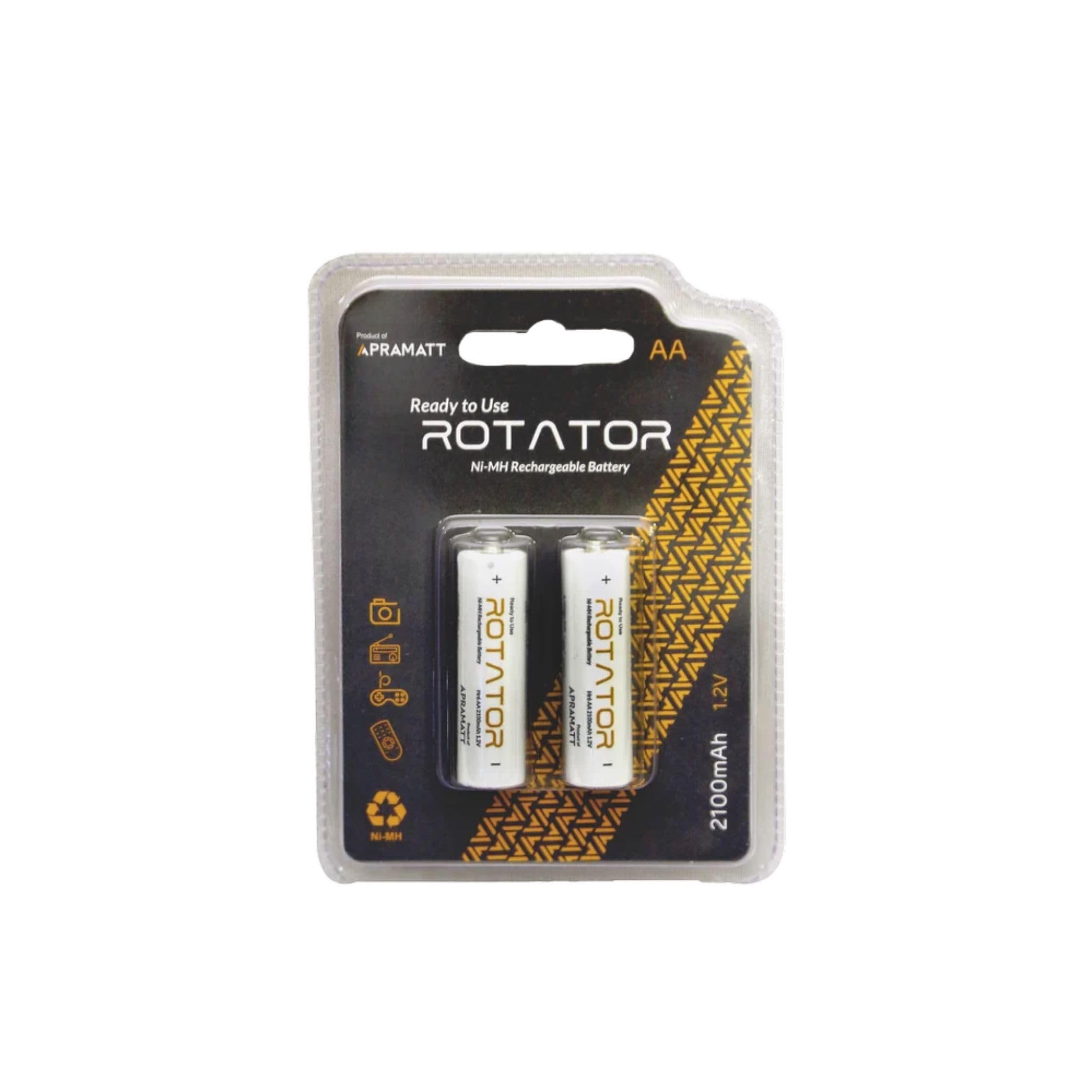 APRAMATT Rotator AA Rechargeable Batteries, 2100mAh, APRAMATT Series, Pack of 2-image-26