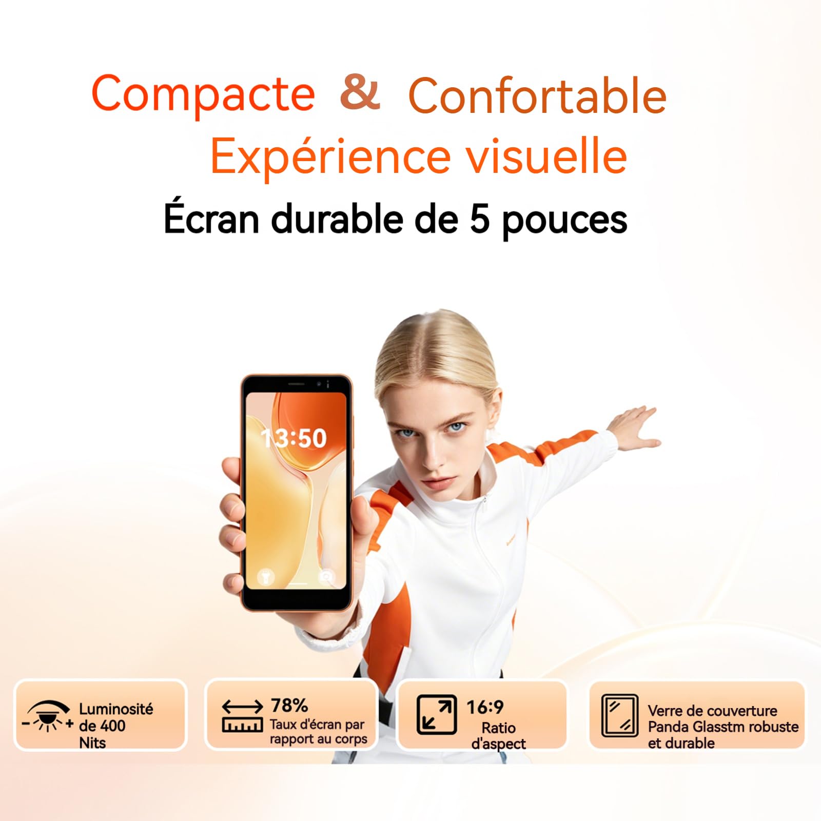 Blackview Wave 2C Telephone Portable Android 16 Smartphones, 12Go+32Go/1To Processeur Octa-Core, 5.0" Smartphon Pas Cher 4G Dual SIM, Téléphone WiFi 5G/3.5mm/Face ID/3 Card Slots/3Ans Garantie