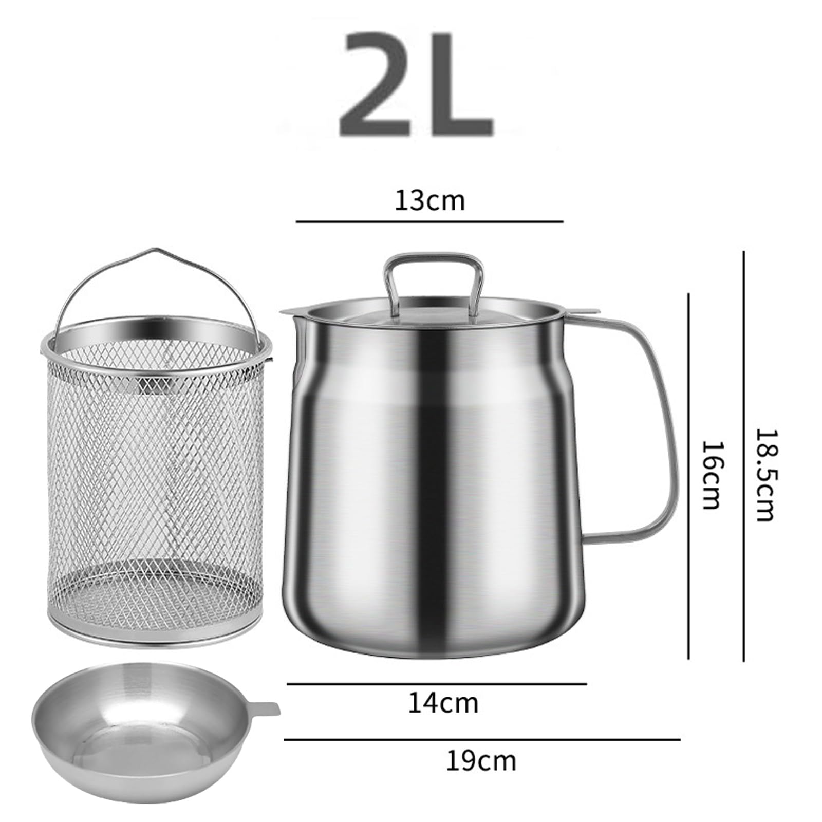 Olla de filtro de aceite de acero inoxidable, recipiente de filtro de aceite versátil de gran capacidad de acero inoxidable 304, tanque de filtro de aceite multifuncional, filtro de aceite de cocina