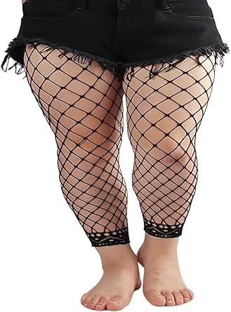 Zenova Plus Size Fishnets Footless Tights - Stretchy High Waist