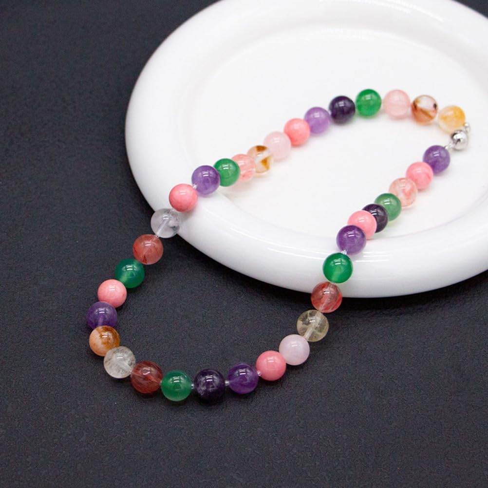 Collar de Piedras Preciosas Naturales con Mezcla de Cristales de 7 Chakras Amatista, Cuarzo Rosa, Cuarzo Transparente y aventurina cornalina para Proteger el Equilibrio energético