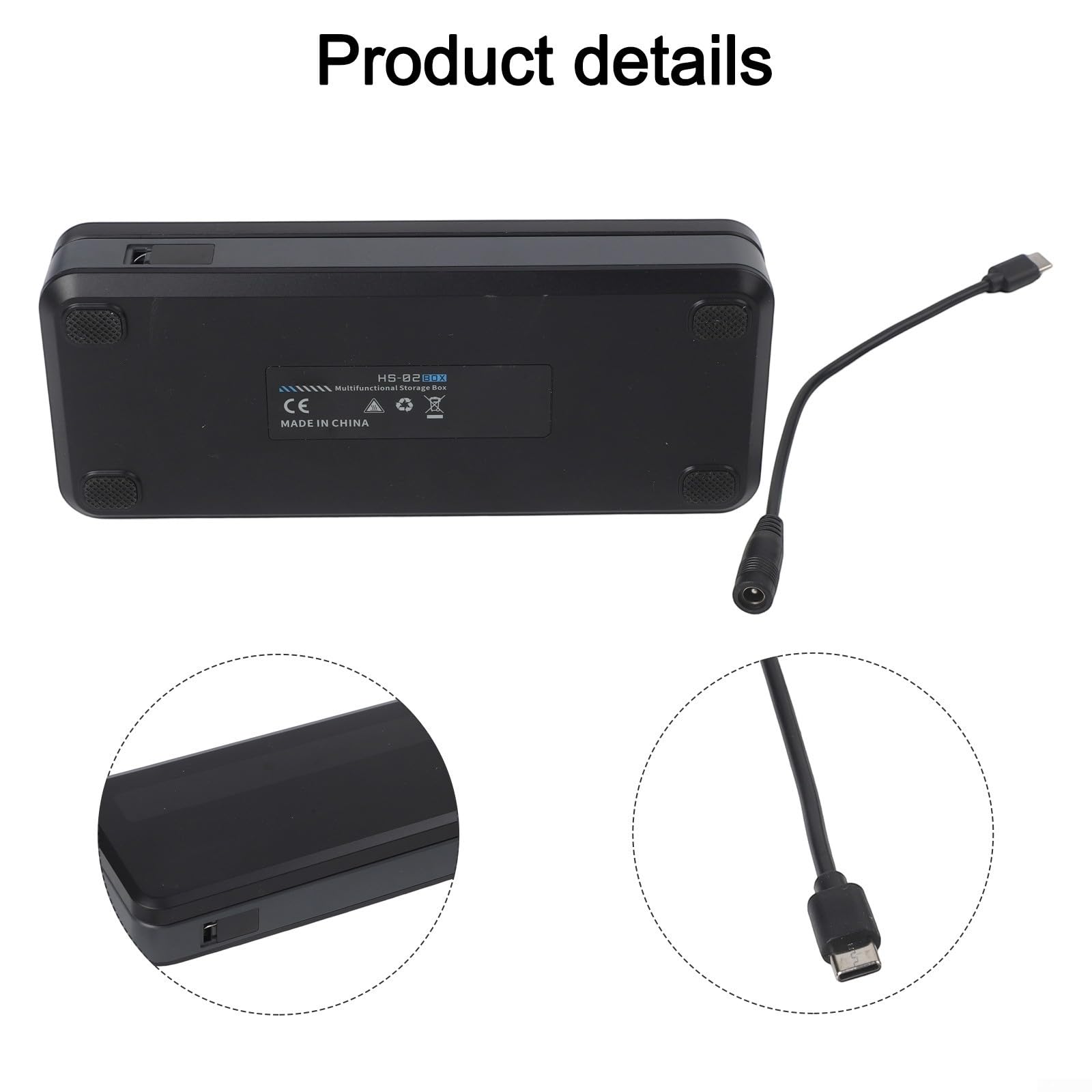 HS-02 - Set di stazione saldante con contenitore, 100 W, per USB C, per riscaldamento rapido PD in alluminio CNC, 21 x 9 cm (HS-02B high)