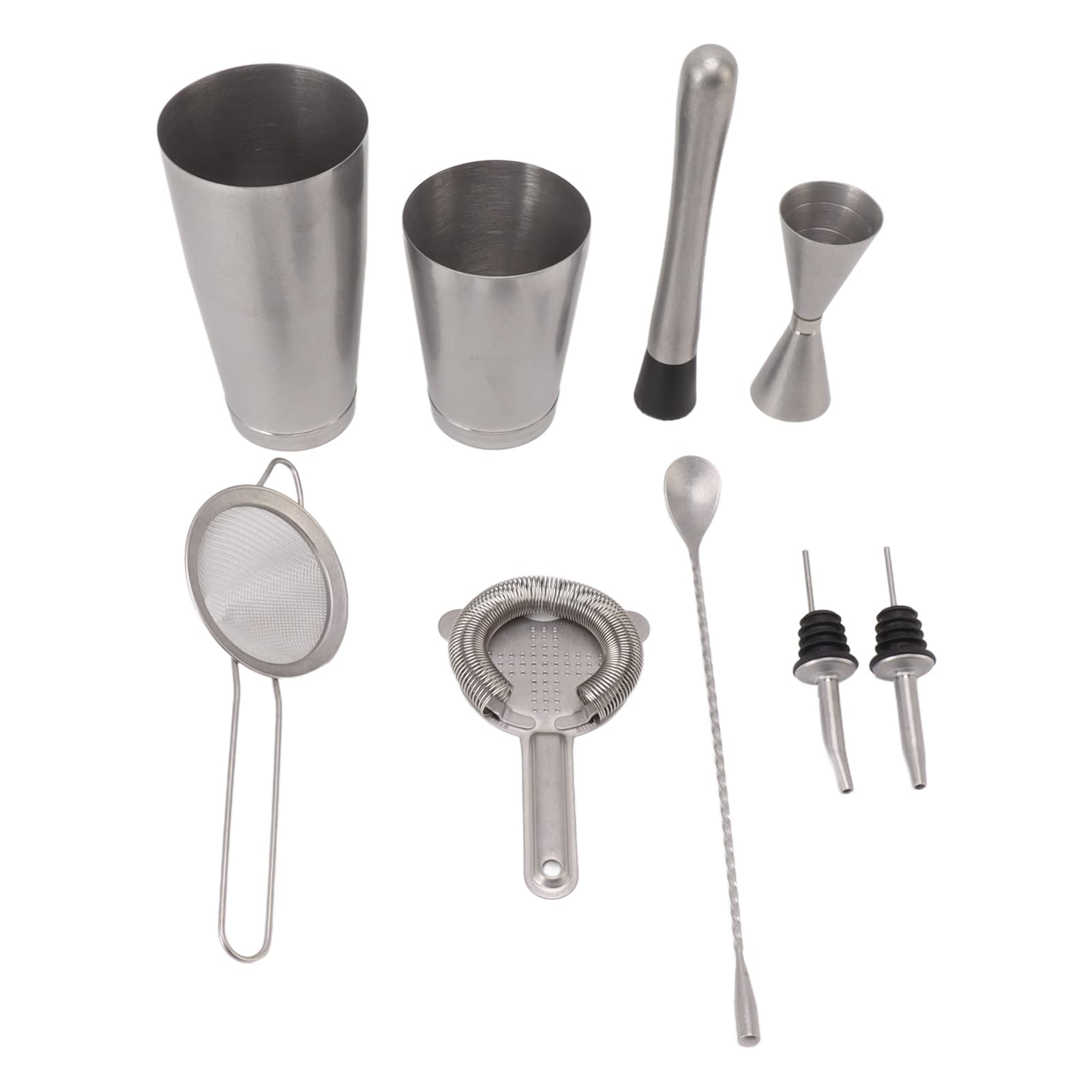 Kit de camarero profesional de acero inoxidable Boston Shaker Tool Set Bar Bars con buen efecto de preservación de temperatura para barras de inicio Entusa de cócteles 9 piezas u (Tipo C)