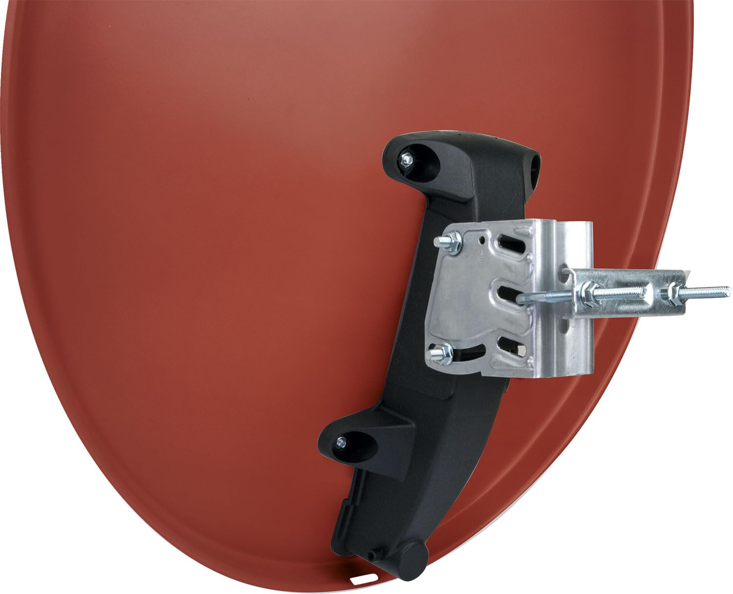 Antena para televisión digital vía satélite Schwaiger 714166 (75 x 85 cm) con brazo de carga LNB y mástil, antracita, espejo de acero – para recepción de DVB-S/S2 en Full HD, 3D y 4K (Ultra HD)