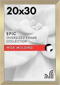 Americanflat 20x30 Poster Frame with Polished Plexiglass - Gold Picture Frame - Wide Photo Frames Made of Engineered Wood for Vertical or Horizontal Wall Display - Epic Collection - Gold