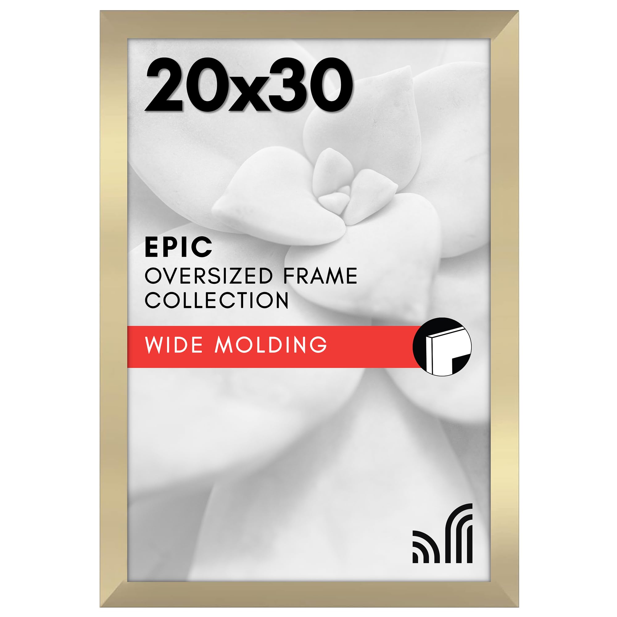 Americanflat 20x30 Poster Frame with Polished Plexiglass - Gold Picture Frame - Wide Photo Frames Made of Engineered Wood for Vertical or Horizontal Wall Display - Epic Collection - Gold