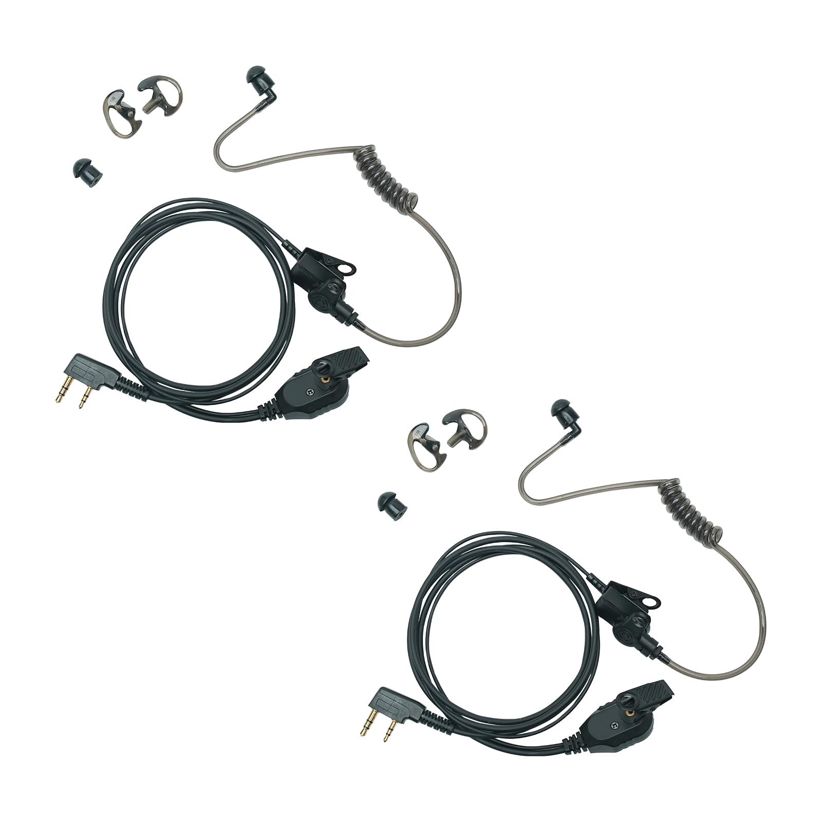 HEOPBIRD TK-2312 Black Acoustic Tube Earpiece Headset with Mic PTT Compatible with Baofeng,Kenwood TK-3101 Two Way Radio Walkie Talkie,2PACK