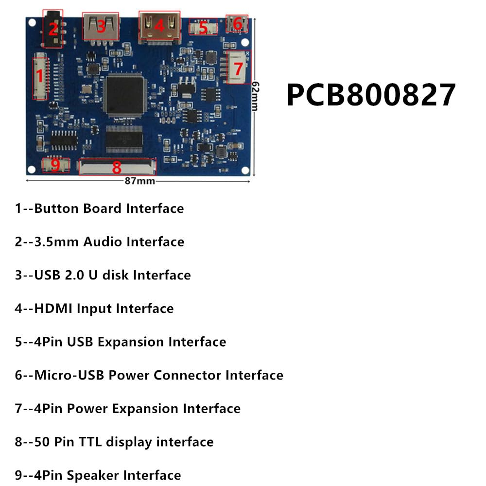 Display LCD portatile da 10,1 pollici, 1024 x 600, con HDMI e funzione di lettura chiavetta USB, set di schede driver per presentazioni di video pubblicitari, foto