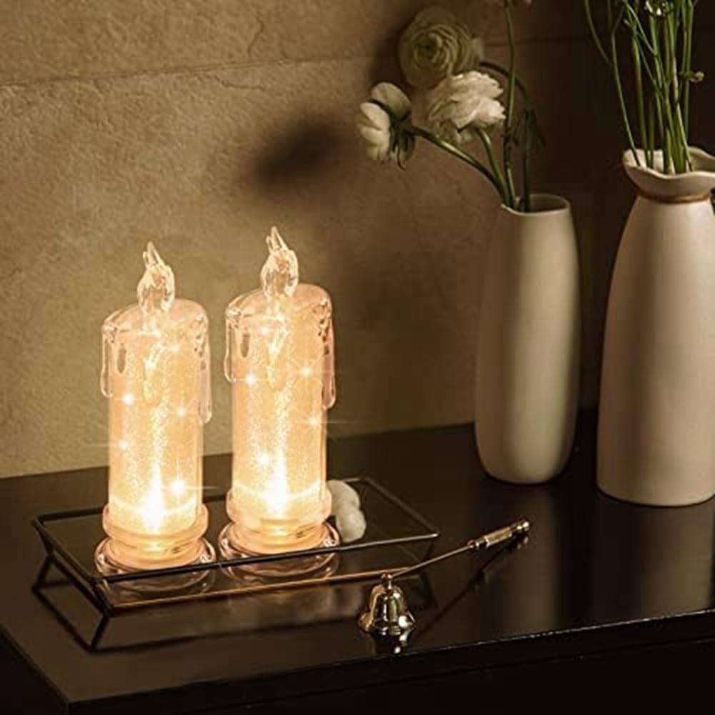 DIGSMORDEN 4PCS LED Flameless Candles,LED Clearance Pillar Candles, Battery Included,Decoracion for Halloween Christmas Easy to Use 3