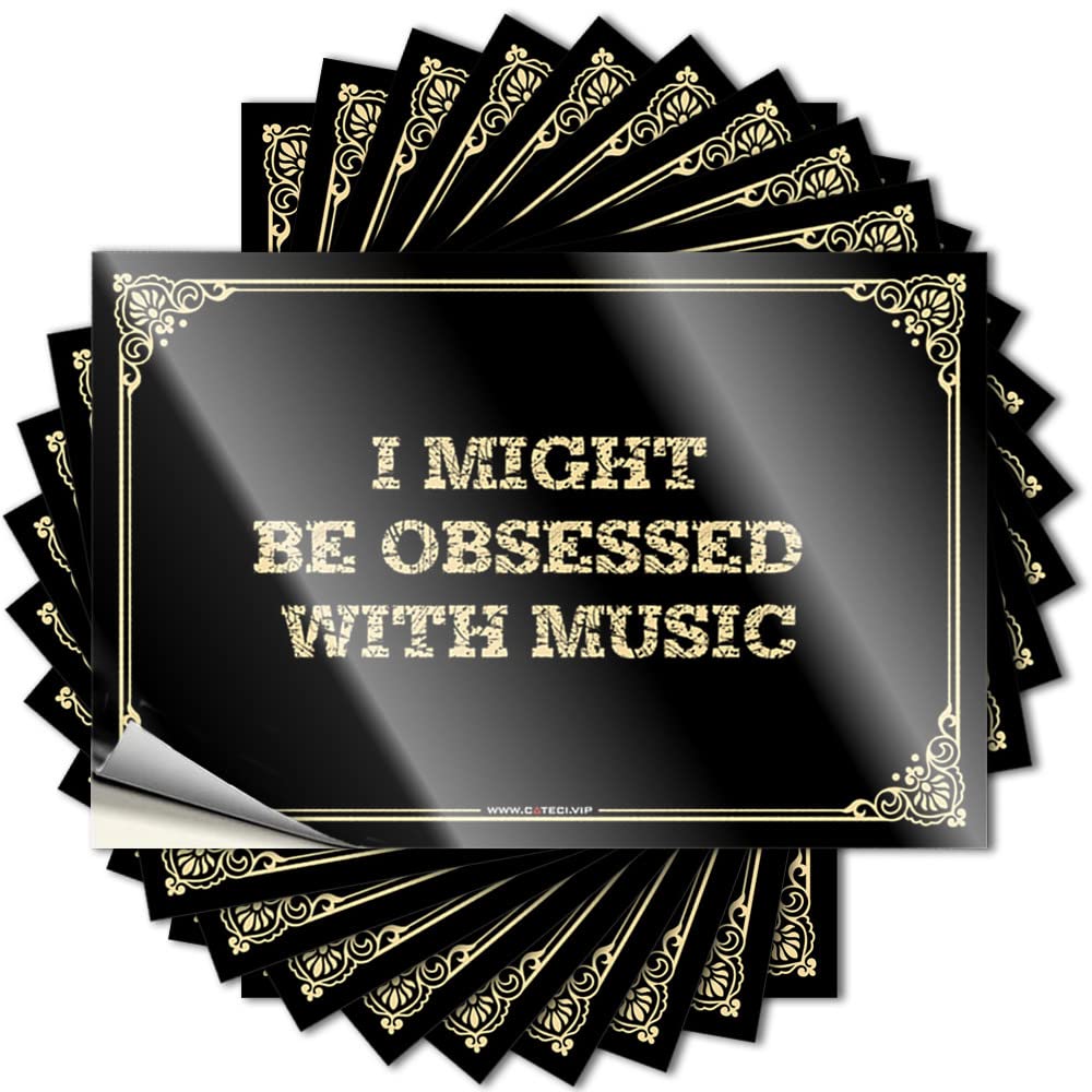 I Might Be Obsessed with Music Tattoo Pool Stuff Self Adhesive | Heavy Helmet Vinyl Sticker Pack for Halloween(8X12CM)