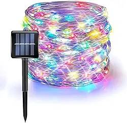 ALFABIT - Luzes de Natal Solares, 200 Unidades, LED Multicolor, Área Externa, 22m, À Prova D'água, Festivo, Arco-íris