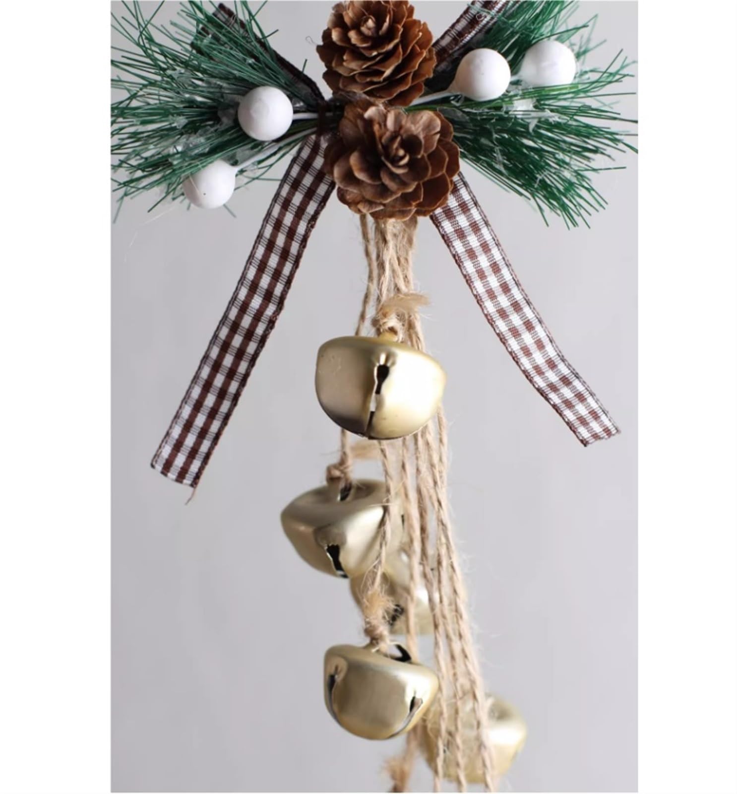 Campanelle Natale 5 Campanellini Bianchi Natalizi, Campanelli Artigianali Rustici for La Ghirlanda della Albero di Natale Decorazioni(Gold)