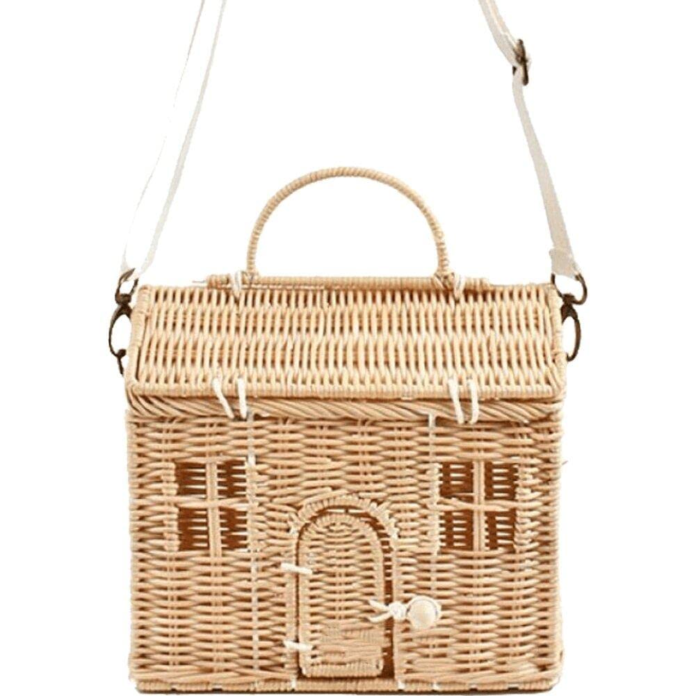 Borsa di paglia intrecciata in Rattan semicircolare fatta a mano borse a tracolla Messenger da donna estive borsa da spiaggia piccola per ragazze  1524