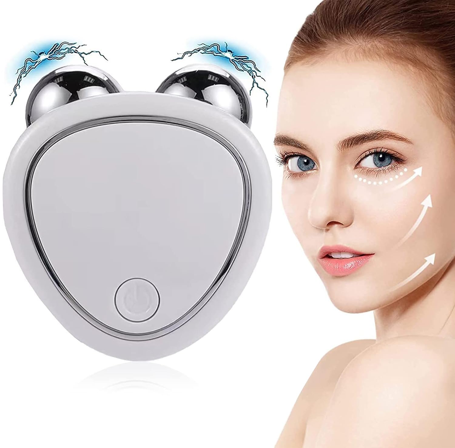 Microcurrent Face Device Roller, 2023 New Lift The Face and Tighten The Skin, USB Microcurrent Face Lift Skin Tightening Rejuvenation Spa for Facial Wrinkle Remover Toning Devic-White