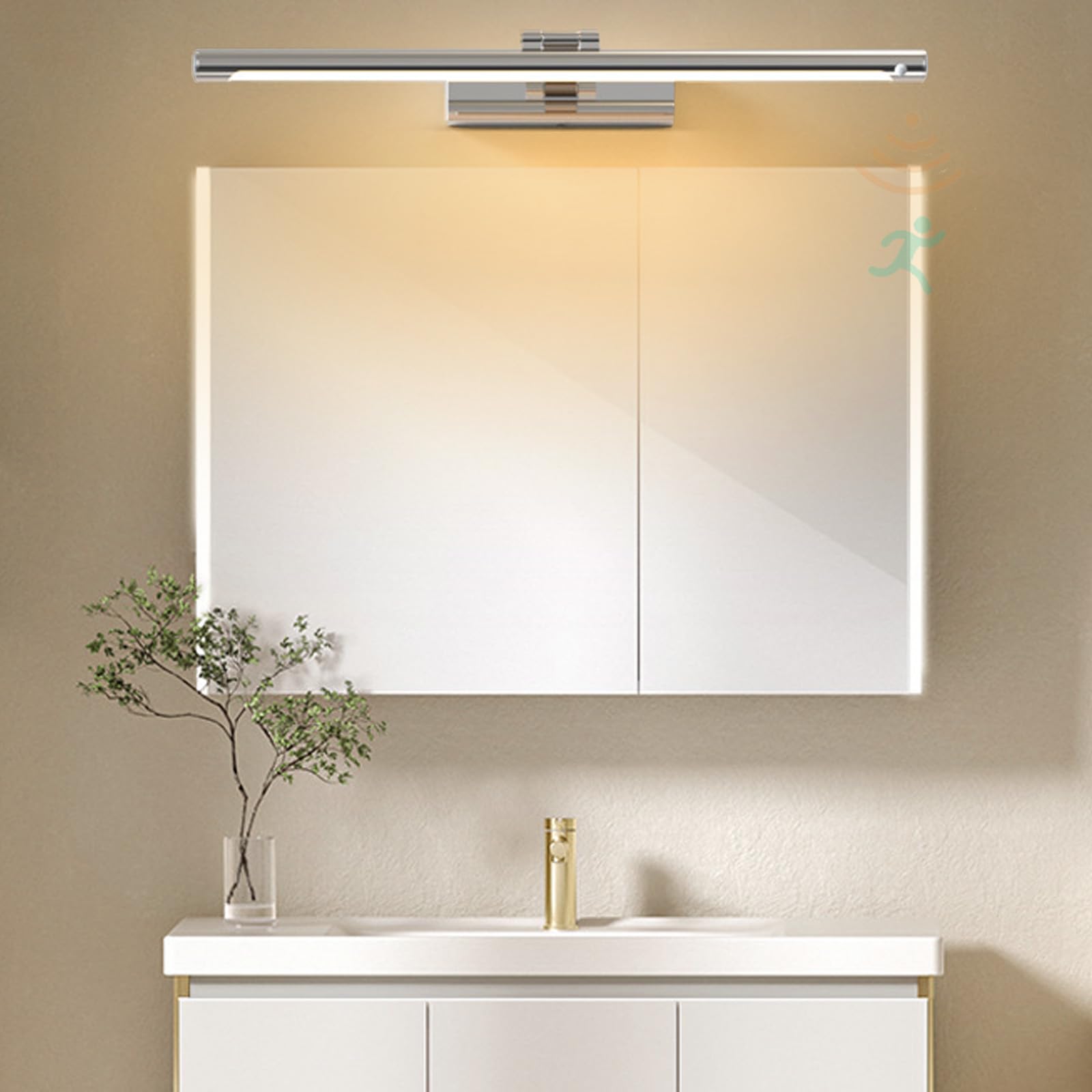 LED Lámpara de Espejo Baño Giratorio Apliques de Pared con Sensor de Movimiento Moderno Iluminación de Pared con Interruptor Cuadros Maquillaje Sala de Estar Dormitorio (Luz Cálida Plateada,50cm)