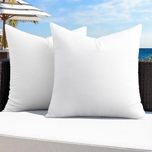 MIULEE Pack of 2 16x16 Outdoor Pillow Inserts, Outdoor Throw Pillows Water-Resistant Decorative Premium Square Pillow Stuffer Sham for Porch Swing Couch Sofa Cushion Patio Furniture
