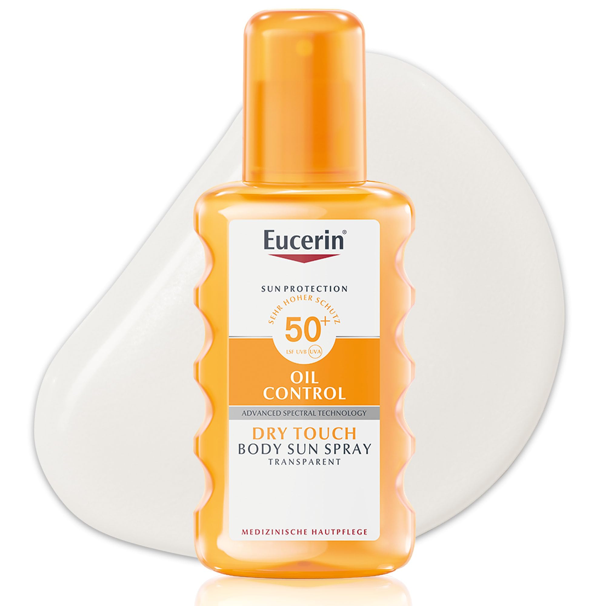 Eucerin Oil Control Body Sun Spray Transparent LSF 50+ 200 ml, transparentes Sonnenspray mit UVA/UVB-Filtern, wasserfester und schweißresistenter Sonnenschutz für Sportler*innen