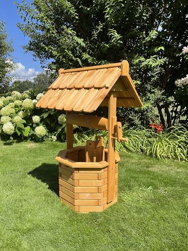 Zierbrunnen, Holzbrunnen, Gartenbrunnen, Brunnen imprägniert 1,0m massiv