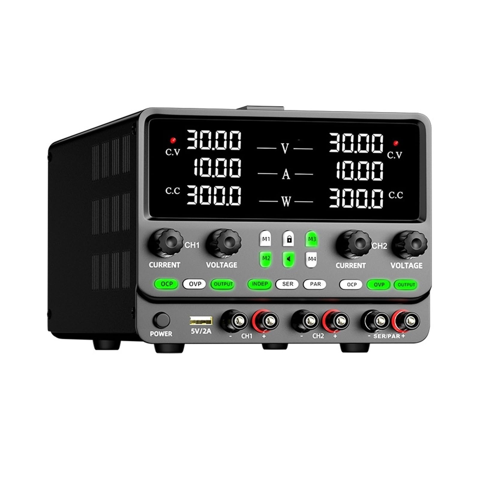Dwukanałowy zasilacz laboratoryjny prądu stałego o zmiennym napięciu 30–120 V, stabilizator napięcia z pamięcią 4 zestawów Wielokrotna ochrona(Dual 30V 10A)