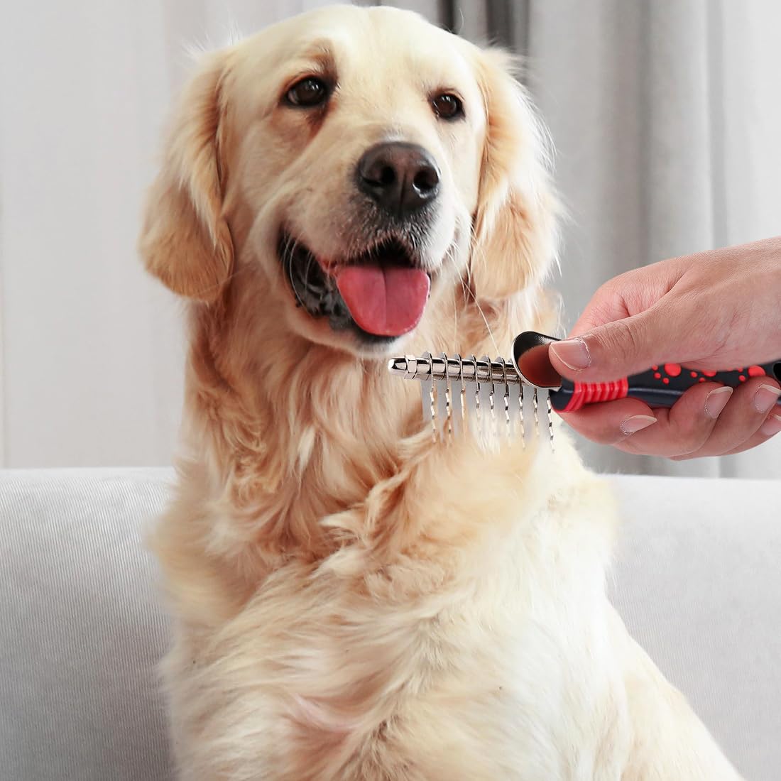 qumy Dematting Dog Kamm Rake Kamm Trimmer Edelstahl Fellpflege Kamm entfernen Dead, mattierte oder Knoten Haar