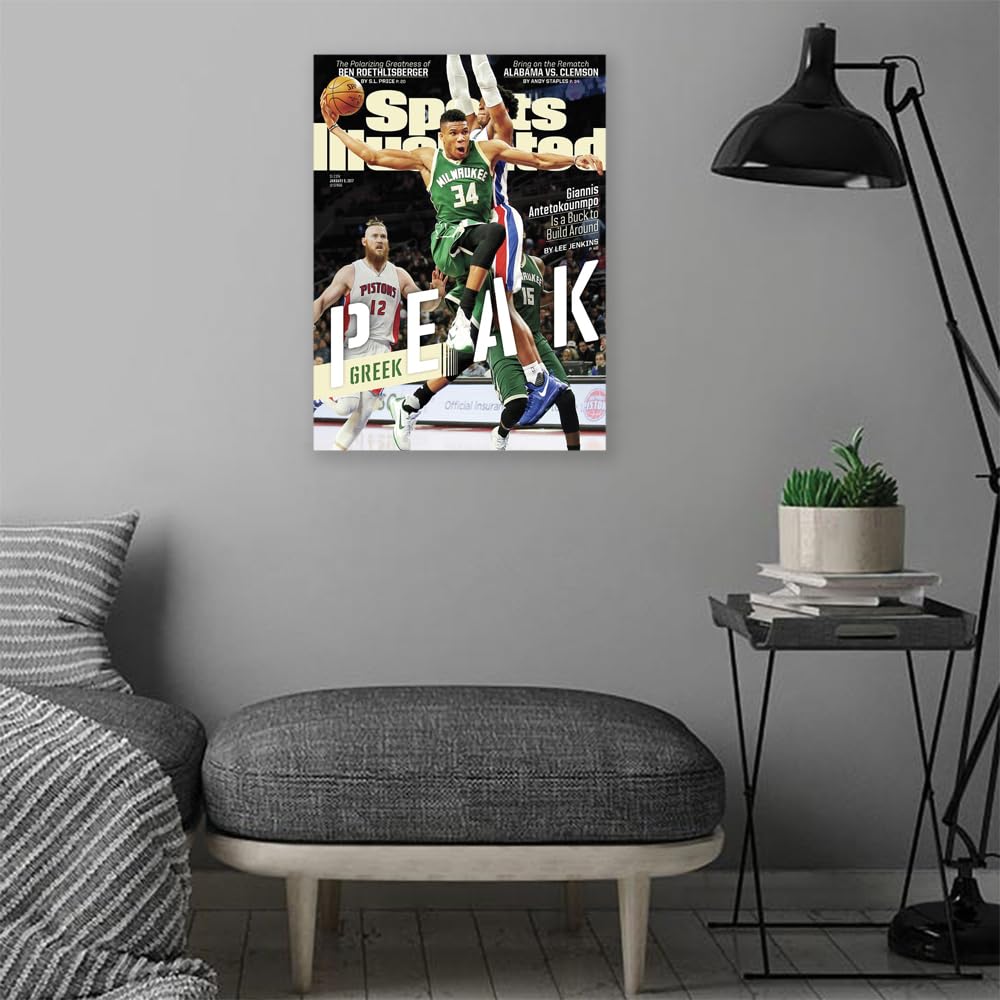 VERRE ART Printed Framed Canvas Painting for Home Decor Office Wall Studio Wall Living Room Decoration (14x22inch Wrapped) - Giannis Antetokounmpo