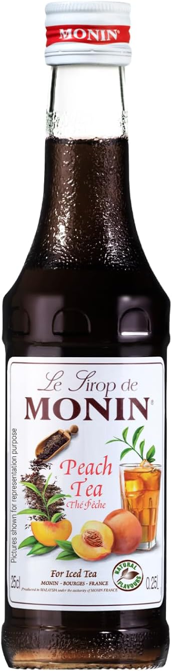 Monin Peach Tea Syrup|Mocktails,Cocktails & Ice Teas|Pack of 1 (250ml)