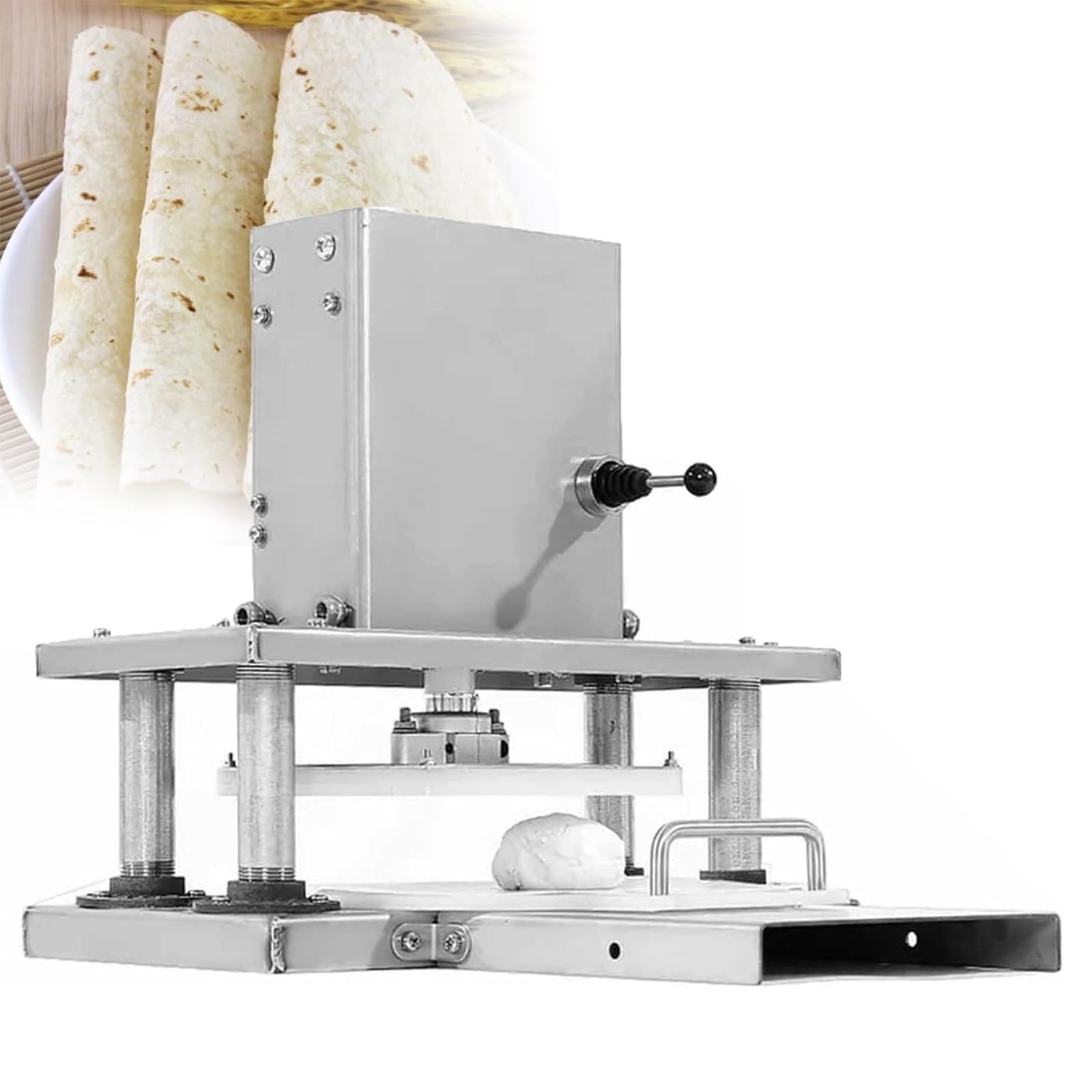 Pressa Elettrica per Pasta Sfoglia, Macchina per Pasta Sfoglia Commerciale con Piastra di Pressione da 22 Cm, Forza di Spinta di 209 kg E Bassa Rumorosità, Lunga Durata, per Preparare Pane
