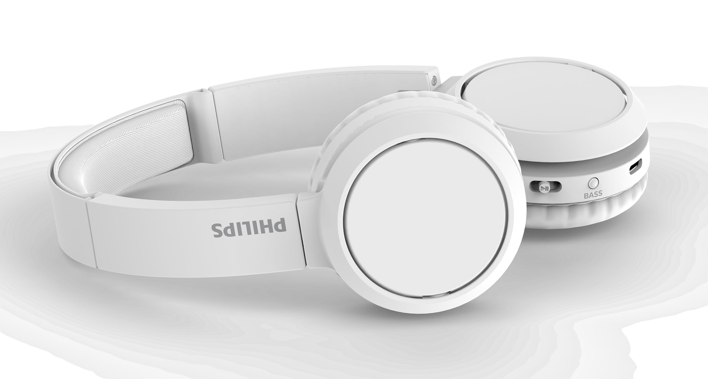 PHILIPS On Ear H4205WT/00 słuchawki z przyciskiem Bass Boost Bluetooth, czas odtwarzania 29 godzin, funkcja szybkiego ładowania, izolacja hałasu, składana , kolor biały matowy, Foldable 4205, White