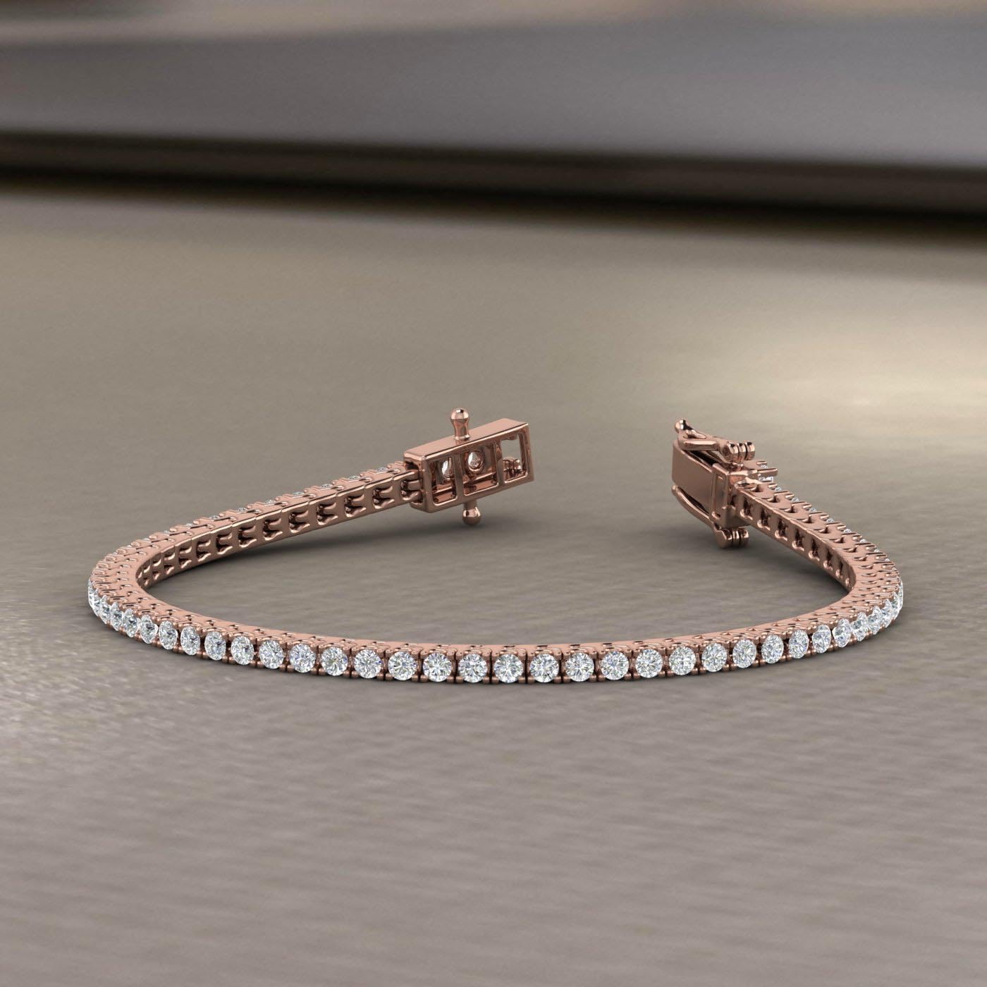 2 to 2.33Carat Prong Set Round-Cut Natural Diamond Tennis Bracelet Box Chain for Women Gift in 10K Gold - IGI Certified (7 to 8 inch)