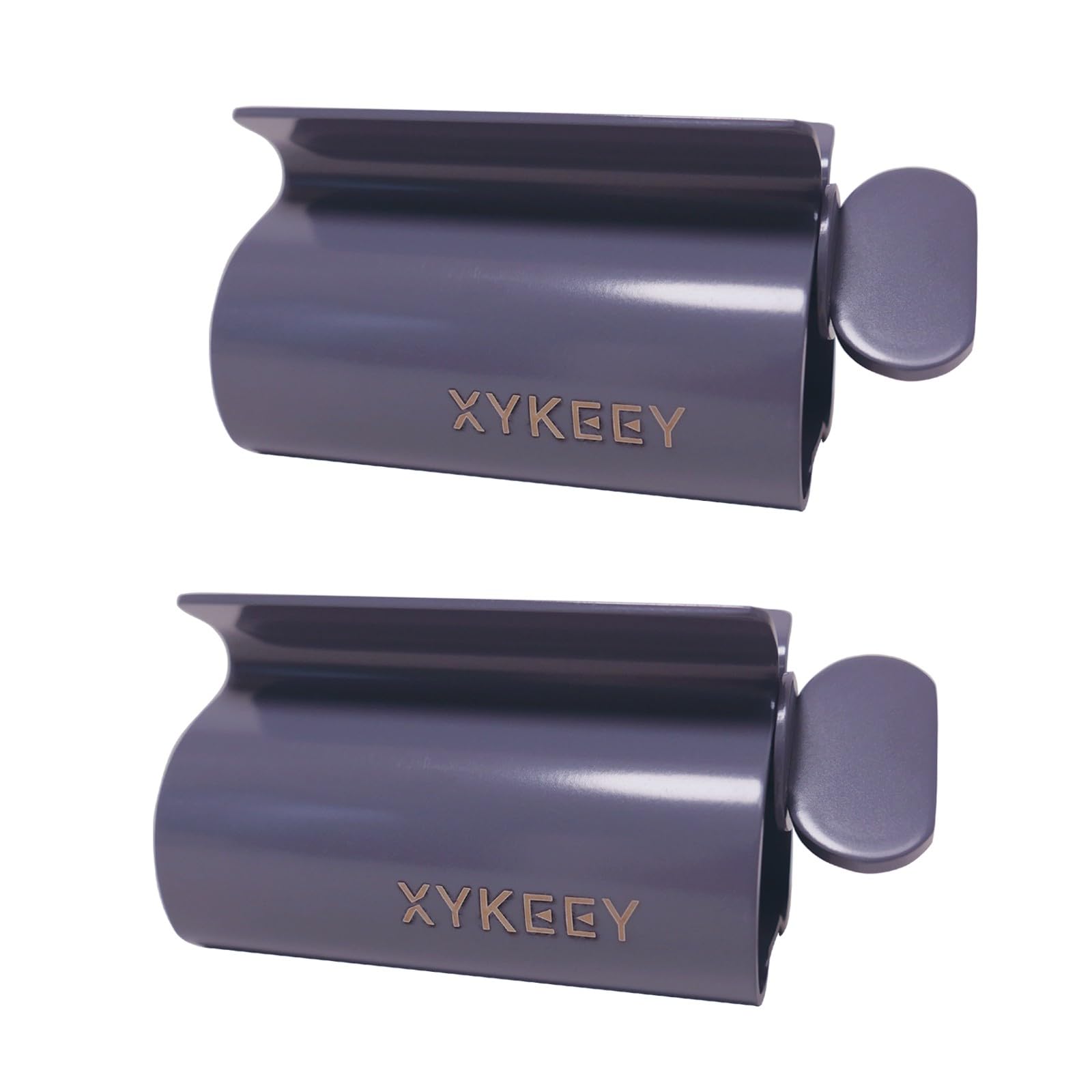 XYKEEY Toothpaste Tube Squeezer - Set of 2 Toothpaste Squeezer Rollers, Metal Toothpaste Tube Wringer Seat Holder Stand (Gray)