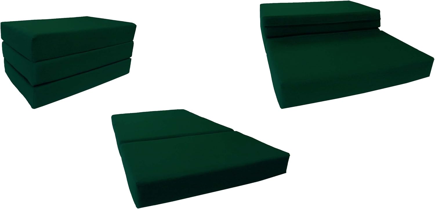 D&D Futon Furniture Hunter Green Twin Size Shikibuton Trifold Foam Beds, Folding