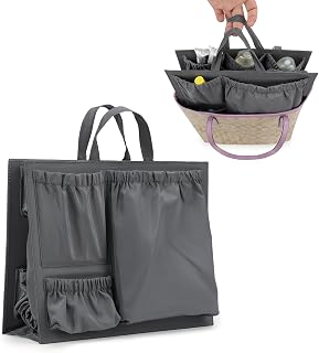 Lmbabter Removable Organizer Insert with Insulated Pocket,Updated Diaper Bag with 11 Total Pockets&Changing Pad, Handbag Tote Bag for Women Mommy Nurse (Dark Grey)