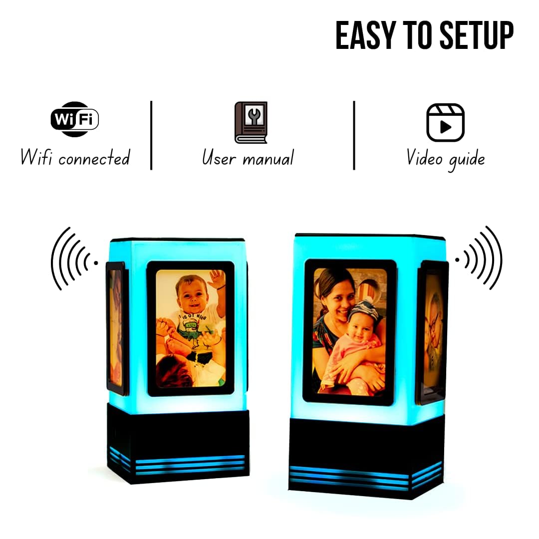 ZOCI VOCI Lámpara de amistad de telepatía - Juego de 2 lámparas de larga distancia (Foto) | Lámpara táctil de larga distancia, luces Wi-Fi, para relaciones de larga distancia, familiares y amigos