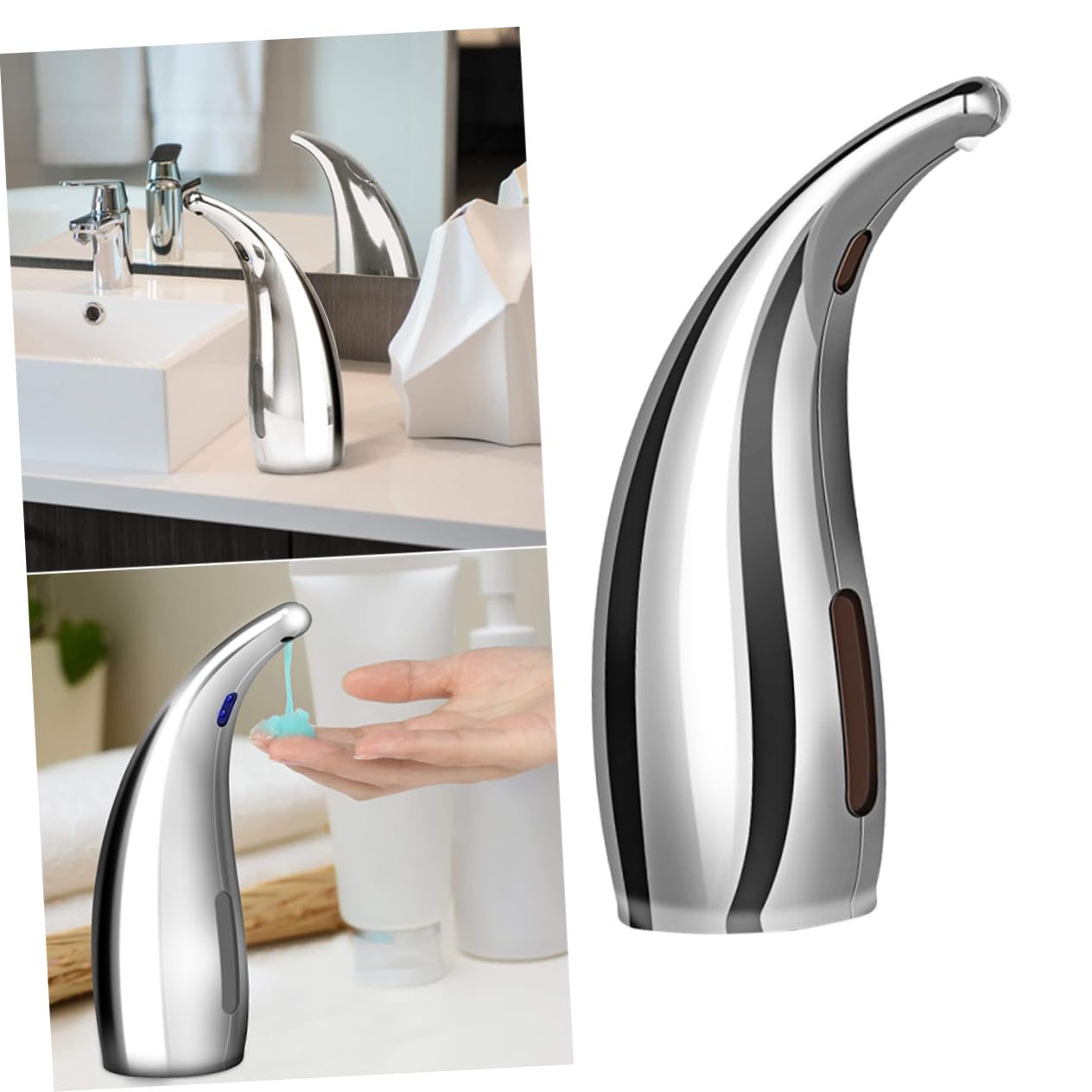 Dispensador de Jabón Líquido Abs sin Contacto Sensor de Movimiento, Manos Libres, 300ml, para Cocina y Baño