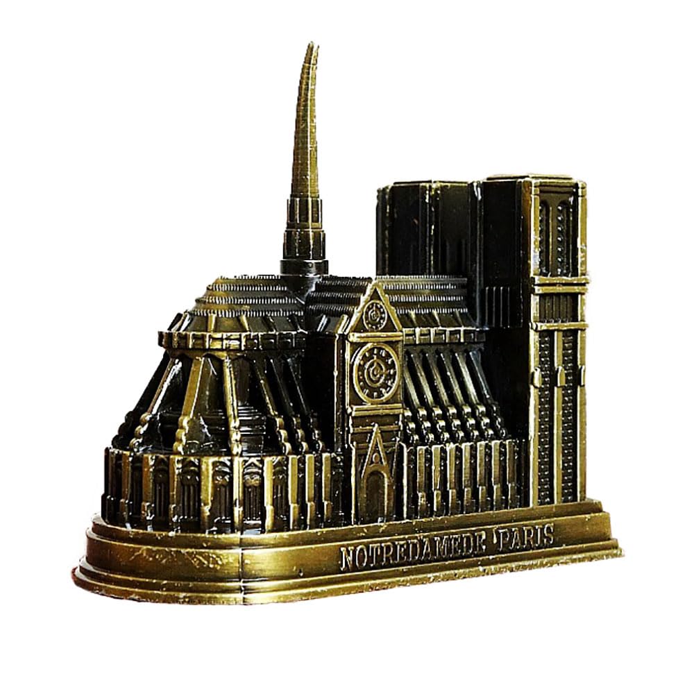 LllunimonVintage Notre Dame De Paris Model Statue, World Famous Buildings Metal Crafts Home Decoration Souvenirs Gifts
